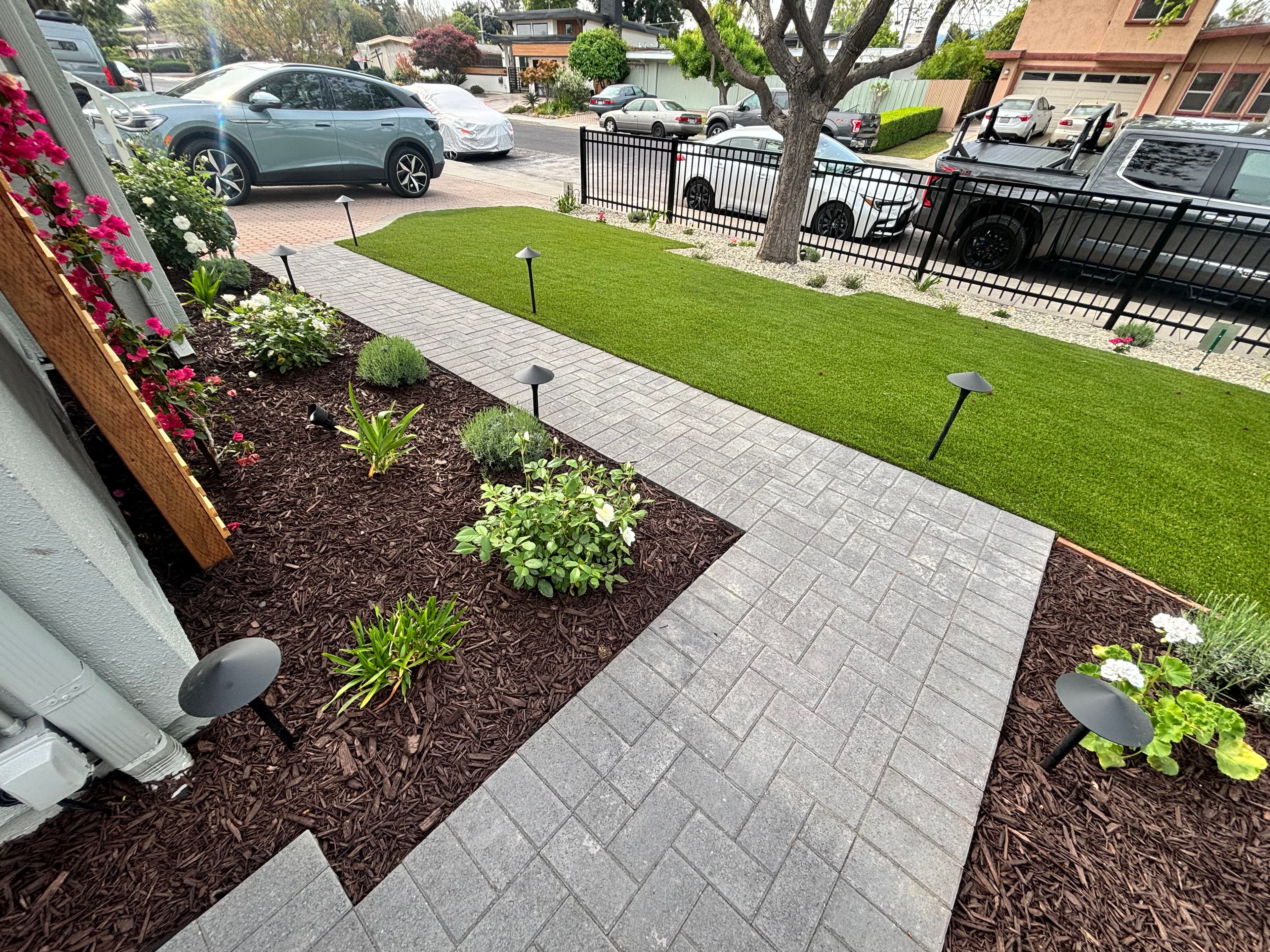 Project Front Yard Makeover with Pavers, Synthetic Grass, and Pathway Lighting image